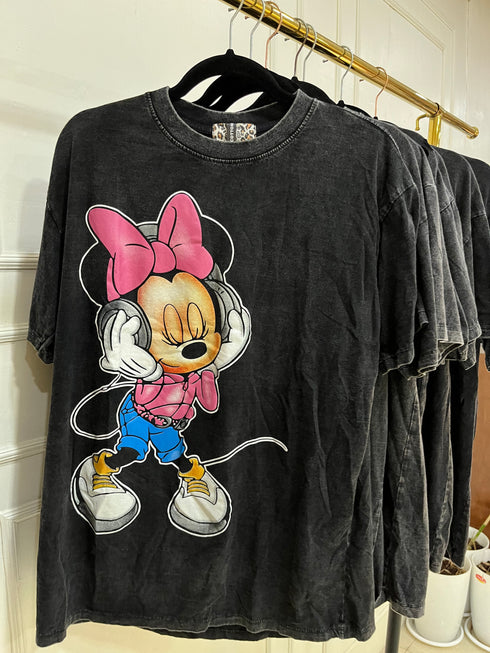 Charcoal Grey Animated Print Oversize T-shirts